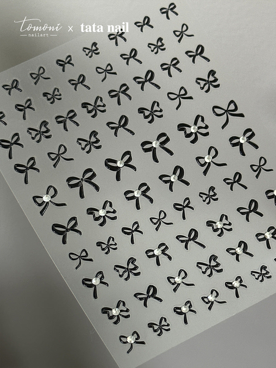 New Crystal Bow Nail Stickers with Elegant Lines